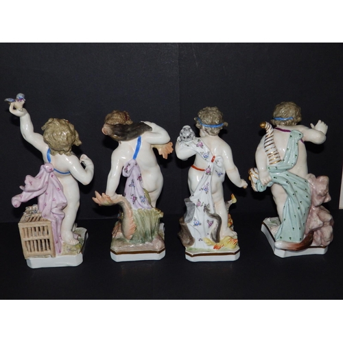 60 - A set of four Samson porcelain figures of putti emblematic of the seasons, pseudo Meissen marks, 8