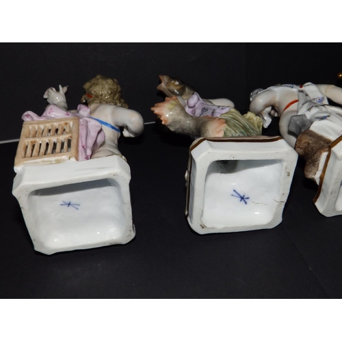 60 - A set of four Samson porcelain figures of putti emblematic of the seasons, pseudo Meissen marks, 8