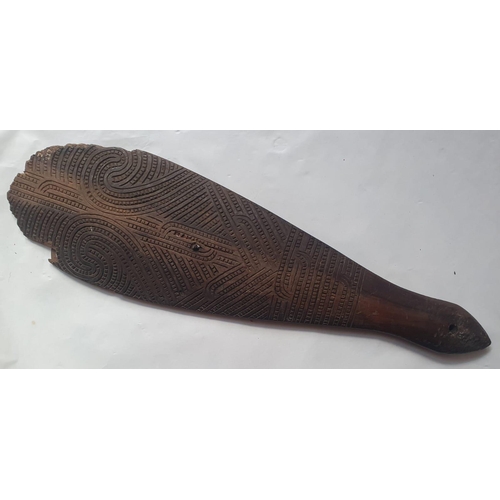 71 - A Maori wood Patu, decorated on both sides, 17.75