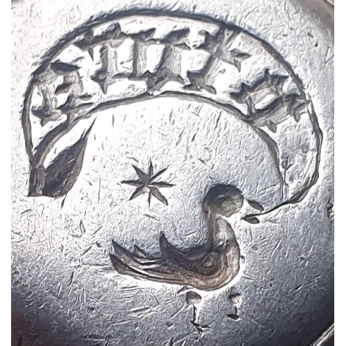 225 - A large 15thC silver seal ring, the engraved bezel depicting a bird inscribed 'Uture', presumably ov... 