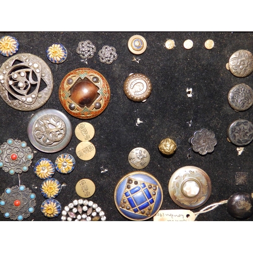 108 - A collection of approximately 50 late 19th/early 20th century buttons, including enamelled, silver &... 