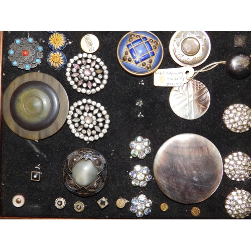 108 - A collection of approximately 50 late 19th/early 20th century buttons, including enamelled, silver &... 