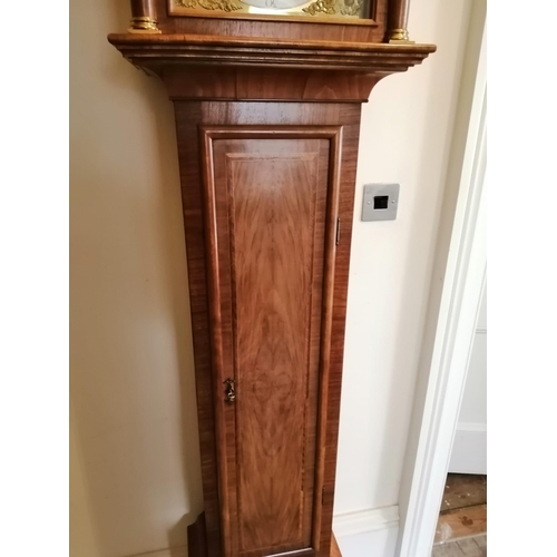 118 - An eight day striking inlaid walnut longcase clock, the square brass dial with subsidiary seconds to... 