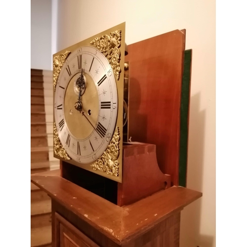 118 - An eight day striking inlaid walnut longcase clock, the square brass dial with subsidiary seconds to... 