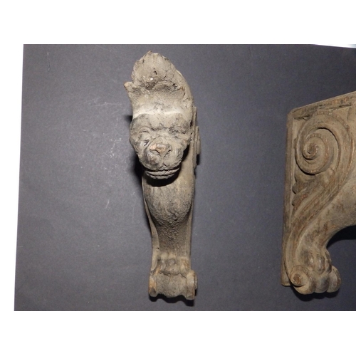 89 - A pair of antique carved oak corbels, believed to have been removed during the dismantling of the El... 