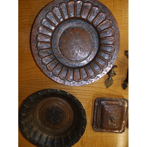 91 - A collection of Eastern copper, brass & metalware.