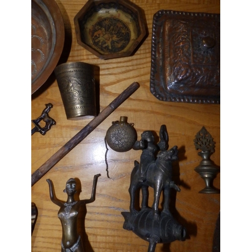 91 - A collection of Eastern copper, brass & metalware.