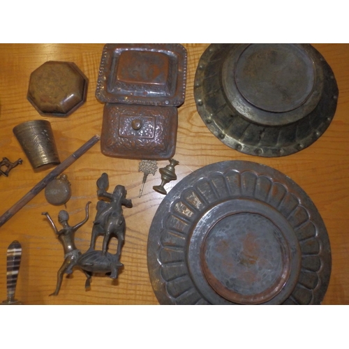 91 - A collection of Eastern copper, brass & metalware.