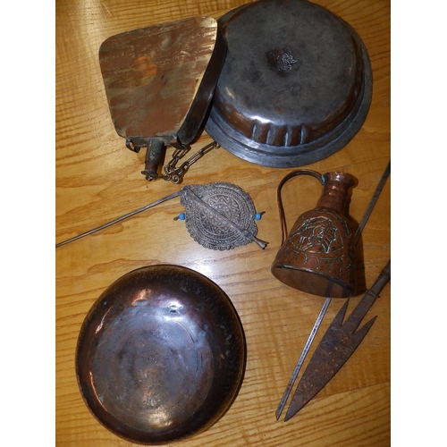 91 - A collection of Eastern copper, brass & metalware.