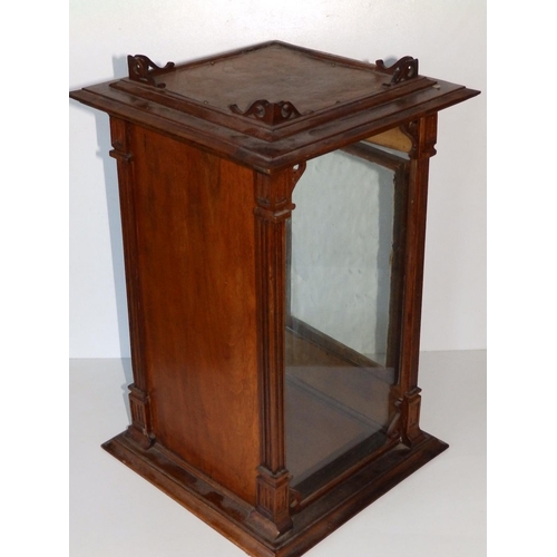 96 - A Victorian walnut table-top display cabinet with single door, Height 16.5