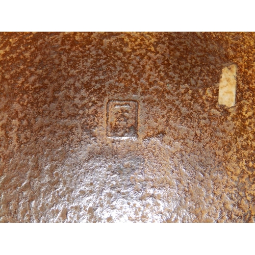 97 - An Oriental rectangular iron dish, seal mark to underside,  10