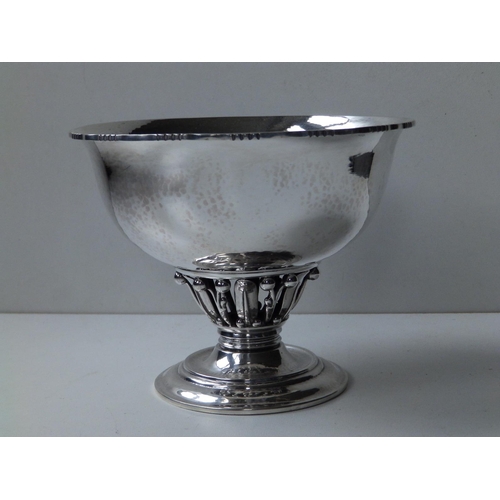 131 - A Georg Jensen silver pedestal bowl in 'Louvre' pattern No.180, London import marks for 1923,  5.5