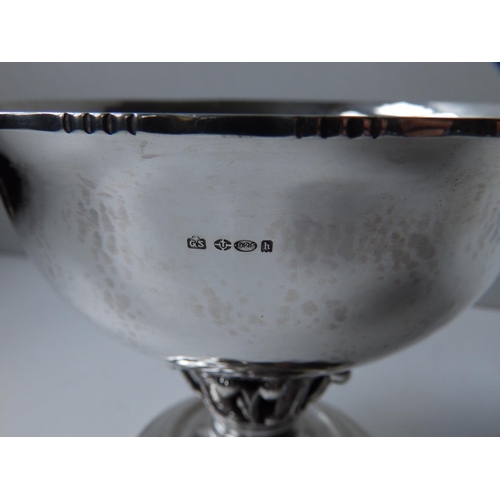 131 - A Georg Jensen silver pedestal bowl in 'Louvre' pattern No.180, London import marks for 1923,  5.5