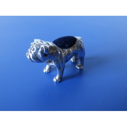 146 - A small 925 metal bulldog pincushion, 1.4