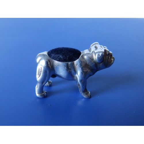 146 - A small 925 metal bulldog pincushion, 1.4