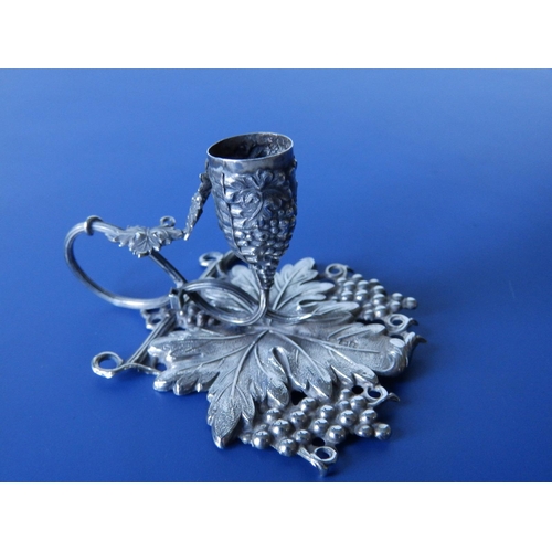 149 - A small early Victorian naturalistic grapevine moulded silver chamberstick with snuffer - Birmingham... 