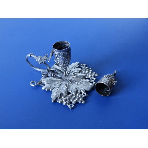 149 - A small early Victorian naturalistic grapevine moulded silver chamberstick with snuffer - Birmingham... 