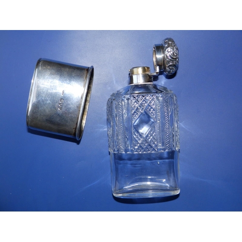 151 - A late Victorian silver mounted cut glass hip flask - LAL, London 1895,  6