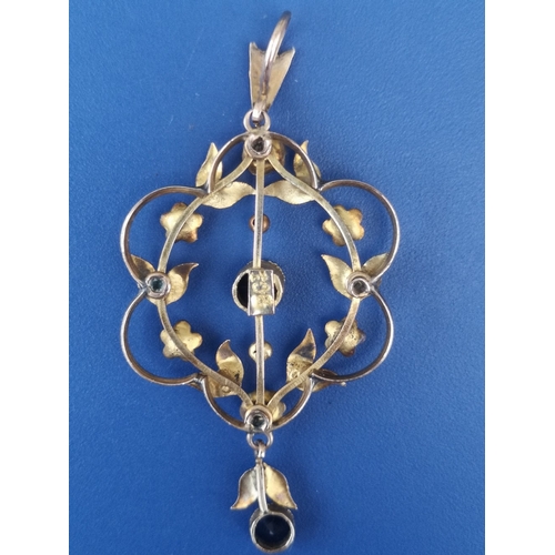 187 - A '9ct' seed pearl set pendant of open garland form, 1.75