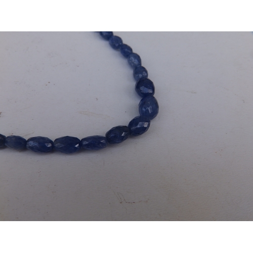 191 - A graduated sapphire faceted bead necklace with 925 clasp,  18