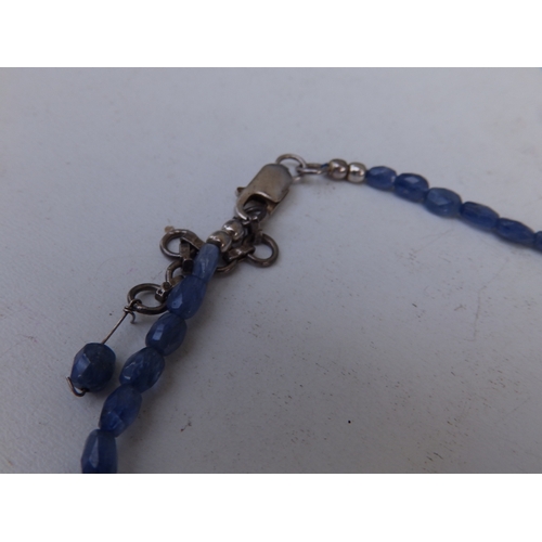 191 - A graduated sapphire faceted bead necklace with 925 clasp,  18