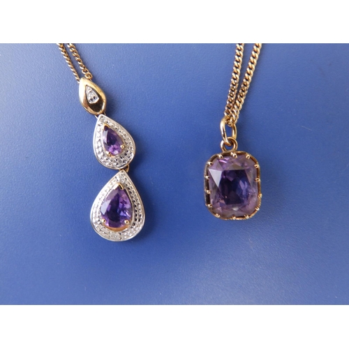 242 - Two 9ct amethyst pendant necklaces.