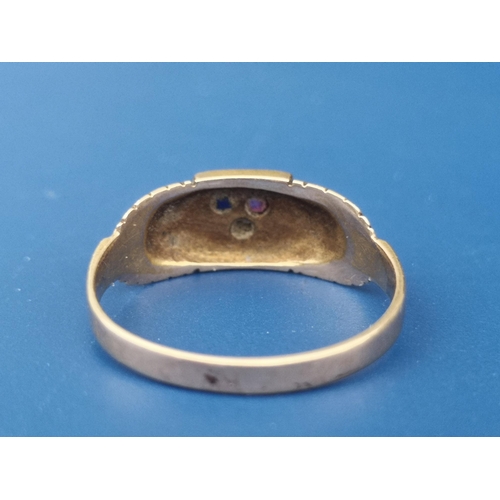 254 - A small late Victorian gem set 15ct gold ring - Birmingham 1887.  Finger size N.