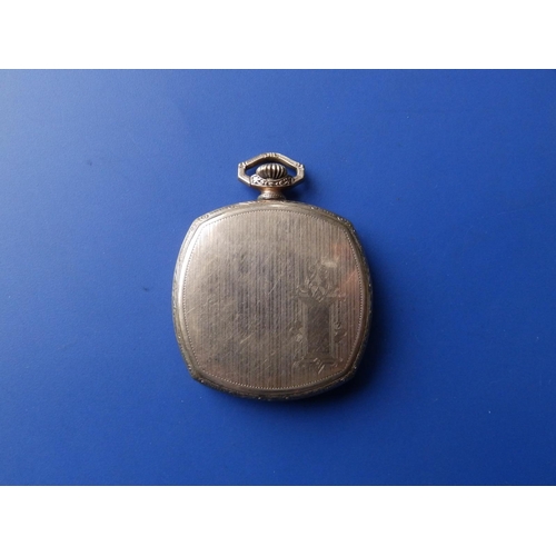 289 - A gold plated Standard Watch Co. 'Keystone' pocket watch in cushion shaped case, with subsidiary sec... 