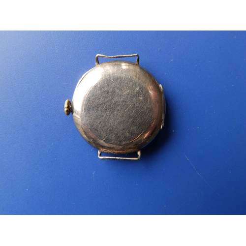 306 - An early 20thC 9ct gold half hunter wrist watch, case diameter 30mm.