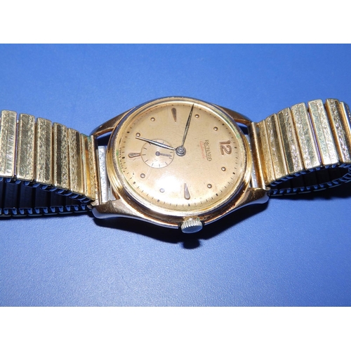 316 - A gent's 18ct gold Richard Automatic wrist watch with gold dial, subsidiary seconds,  on plated stra... 