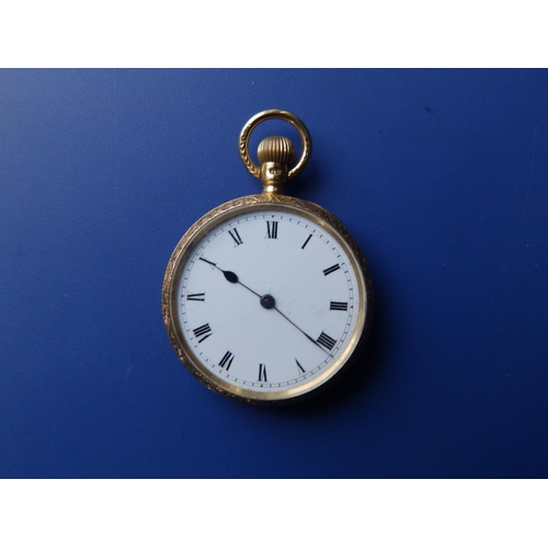 324 - A late Victorian lady's 18ct gold pocket watch with white enamel dial, London marks , case diameter ... 