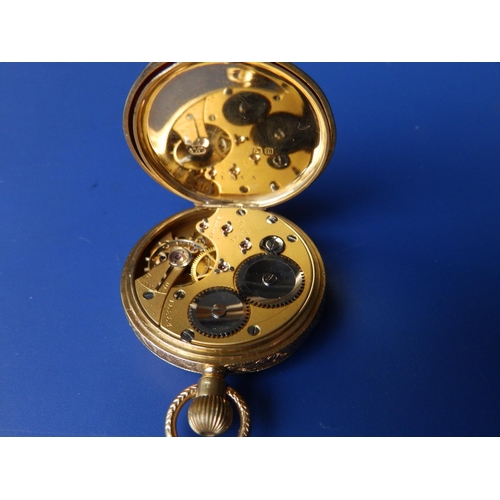 324 - A late Victorian lady's 18ct gold pocket watch with white enamel dial, London marks , case diameter ... 