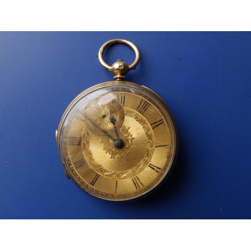 326 - A 19thC 18ct gold pocket watch with gold dial, subsidiary seconds, No. 41296,  London marks for 1873... 