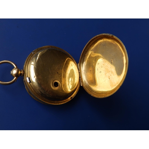 326 - A 19thC 18ct gold pocket watch with gold dial, subsidiary seconds, No. 41296,  London marks for 1873... 