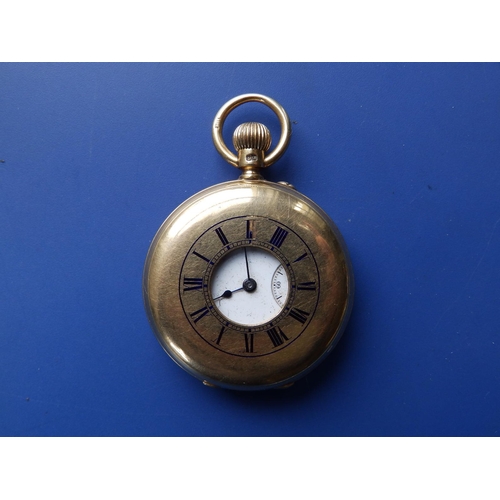 327 - An 18ct gold  half hunter presentation pocket watch  - 'Claude from his father & mother , Sep 1st 19... 