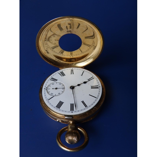 327 - An 18ct gold  half hunter presentation pocket watch  - 'Claude from his father & mother , Sep 1st 19... 