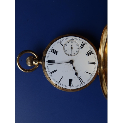 327 - An 18ct gold  half hunter presentation pocket watch  - 'Claude from his father & mother , Sep 1st 19... 