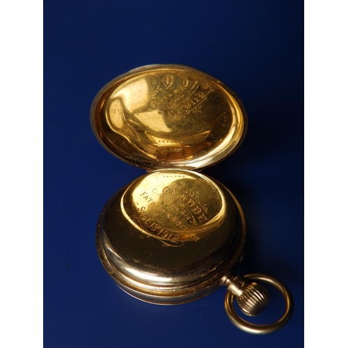 327 - An 18ct gold  half hunter presentation pocket watch  - 'Claude from his father & mother , Sep 1st 19... 