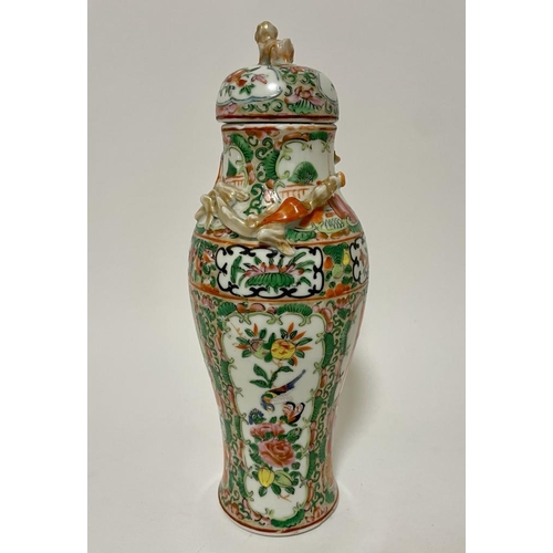 50c - A 19thC Chinese Cantonese porcelain vase & cover of slender baluster form, 10.5