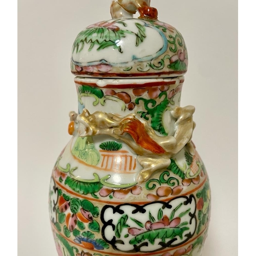 50c - A 19thC Chinese Cantonese porcelain vase & cover of slender baluster form, 10.5