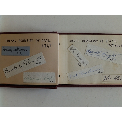11 - A small autograph album containing the signatures of several artists, including 16 members of the Ro... 