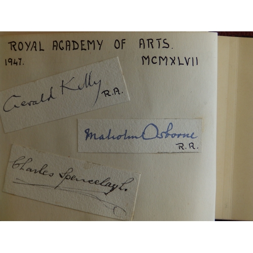 11 - A small autograph album containing the signatures of several artists, including 16 members of the Ro... 