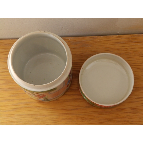 23 - A Cantonese porcelain cylindrical jar , 3.6