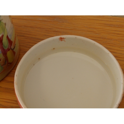 23 - A Cantonese porcelain cylindrical jar , 3.6