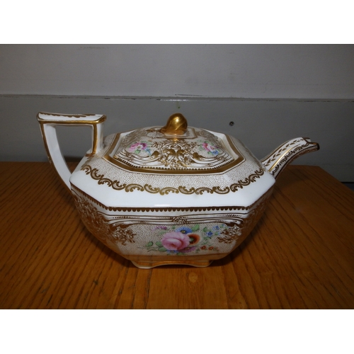 24 - Six pieces of 19thC Spode Felspar tea china including  a teapot - bowl with repaired handle, slight ... 