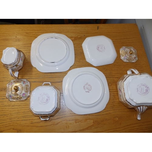 24 - Six pieces of 19thC Spode Felspar tea china including  a teapot - bowl with repaired handle, slight ... 