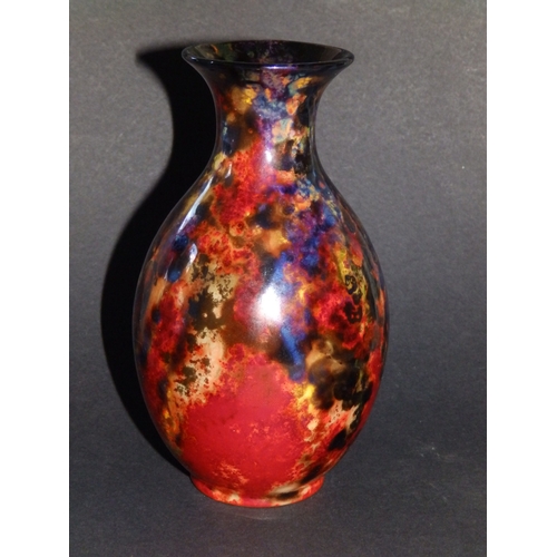 25 - A Royal Doulton flambe vase, exhibiting a range of mottled glazes - 'MG', 6.5