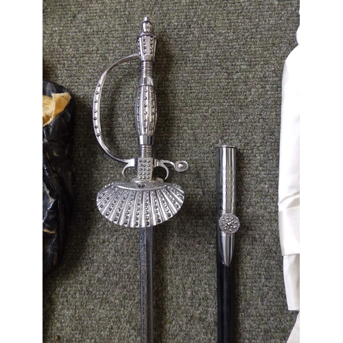 43 - A court dress set for W.E.Tydesley Jones made by Jones, Chalk & Dawson,  in original tin box, includ... 