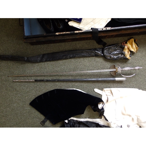 43 - A court dress set for W.E.Tydesley Jones made by Jones, Chalk & Dawson,  in original tin box, includ... 