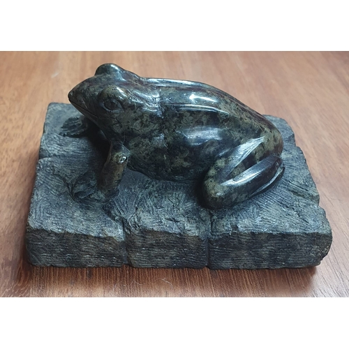 50 - A carved hardstone frog, possibly granite, 3.25